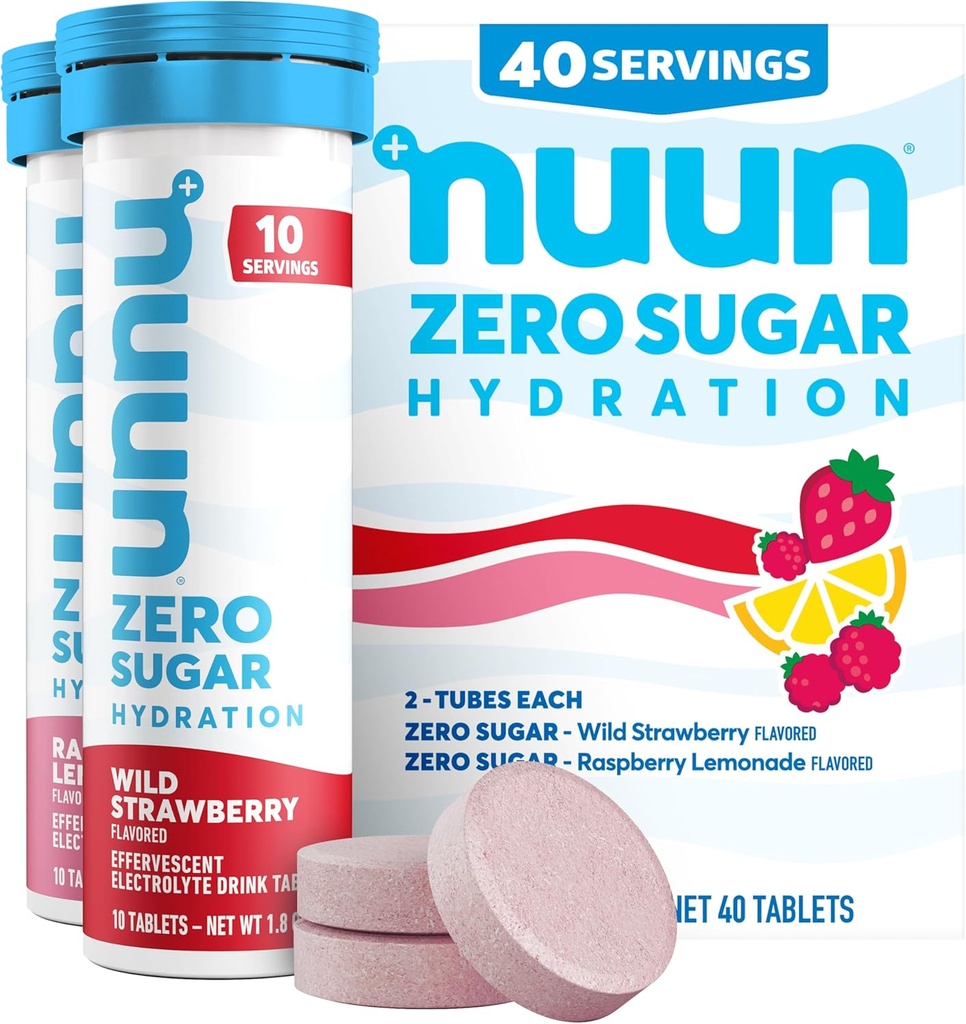 Nuun Zero Sugar Hydration Electrolyte Tabletler - Magnezyum, Kalsiyum, Potasyum, Chloride & sodyum, Işık & Lezzet Meyve Flavors, No Sugar, Gluten Free, Vegan, Berry 4 Pack (40 Hizmet Toplamı)