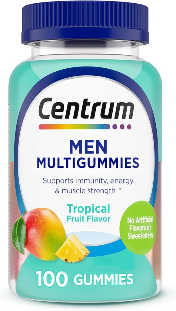 Centrum Men's Multivitamin Gummies, Immune, Enerji, Sağlıklı Görünüm Desteği, 100 Kont, 50 Day Supply
