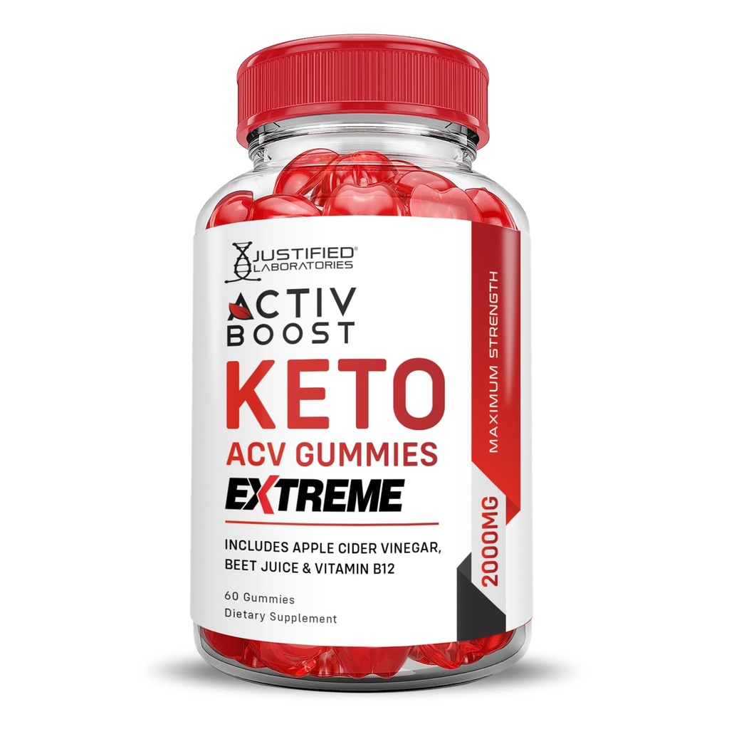 Justified Laboratories Activboost Keto Acv Gummies Extreme 2000MG Active Boost Chem Gummies Apple Cider Vinegar Activ Boost Formulad with Pomegranate Beet Juice B12 Vegan Non GMO 60 Gummys