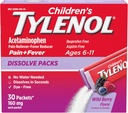 Çocuk Tylenol Dissolve Packs for Pain Relief, Fire Drug, 160 mg Acetaminophen, Dye Free, Kids' Toz Packets for Cold & Flupiptom Relief; Wild Berry Flavor, 30 ct.