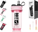 Litex Shaker Bottles for Protein Shakes, 26oz Blender Shaker Bottle for Pre-Workout,Shaker Cups with Straw, BPA-free Tritan Mixer Bottles for Protein Powder,with Cup Brush and Instructions (Pink)
