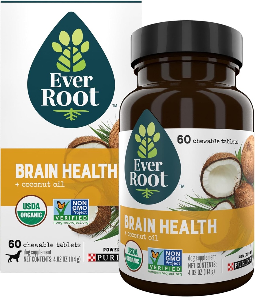 Everroot Dog Supplements Powered By Purina Brain Health Chewable Tablets with Coconut Oil - 4.02 oz. Canister Canister