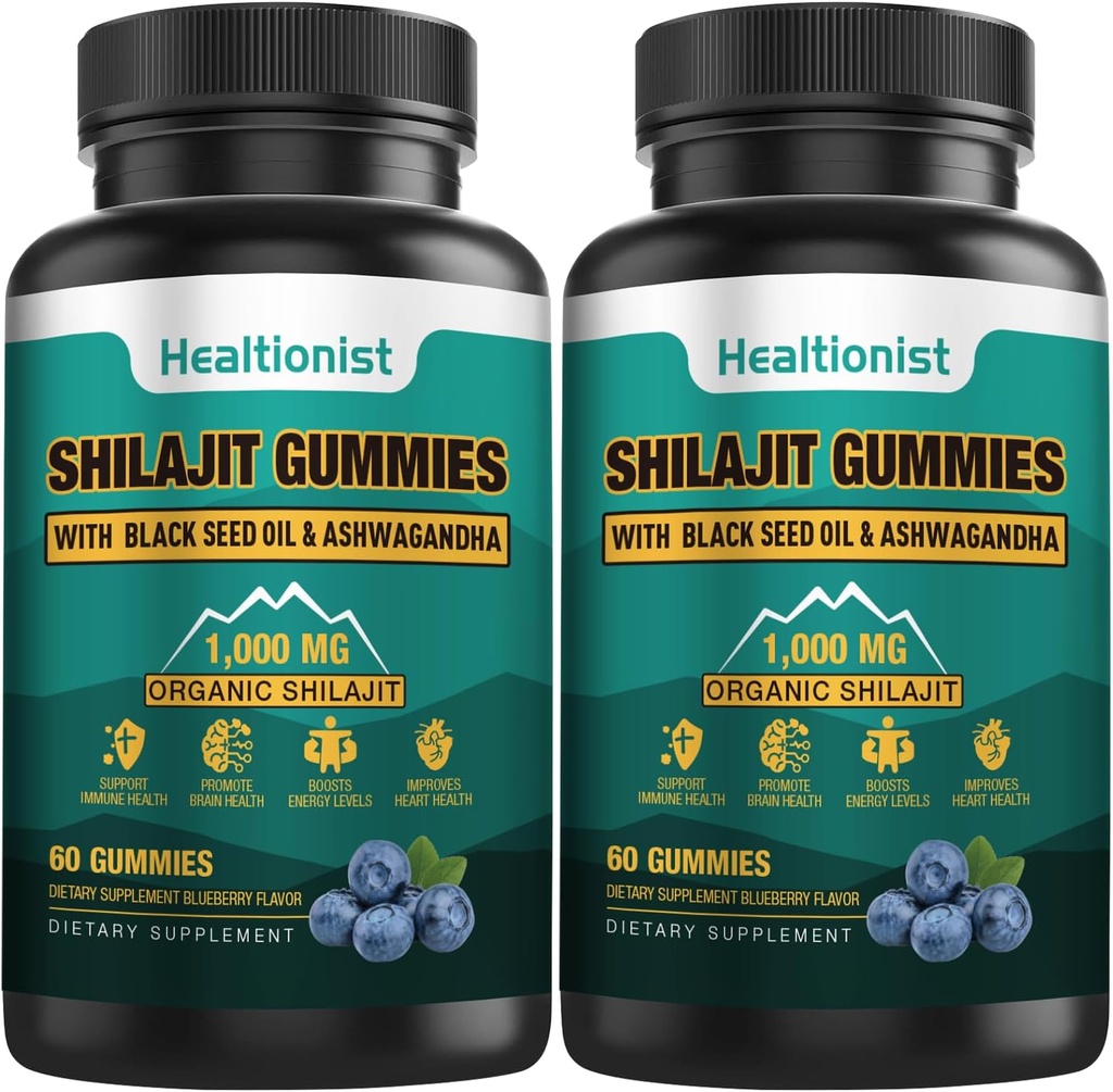 2 συσκευασίες 1000 MG Shilajit συμπλήρωμα Gummies με 85+ Trace Minerals, Fulvic Acid, Pure Organic Shilajit Himalayan Gummy για άνδρες & γυναίκες, ενέργεια, εγκέφαλος, ανοσία Suport - 120 κόμητες