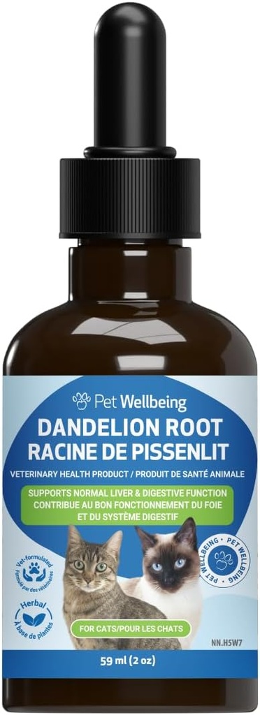 Pet Wellbeing Dandelion Root για γάτες - Liver & Heart Health, Digestive Function, Blood Sugar Support, Certified Organic - Veterinian-Formulated Herbal Supplement 2 oz (59 ml)
