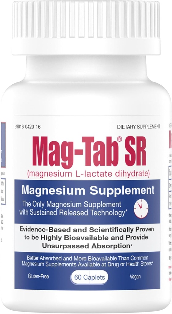 10x Daha İyi Abpsiyon-Mag-Tab SR (Sustained release) 60 Kontins Uyku, Kas Cramps, Magnezyum Deficiency Health Issue (60)