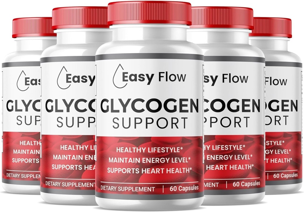 (5 Pack) Easy Flow Glycogen Support Capsules, Premium EasyFlow Glyco Optimizer Formula, Doğal Kan Gemisi Temiz, Doğal Malzemeler (300 Capsules)