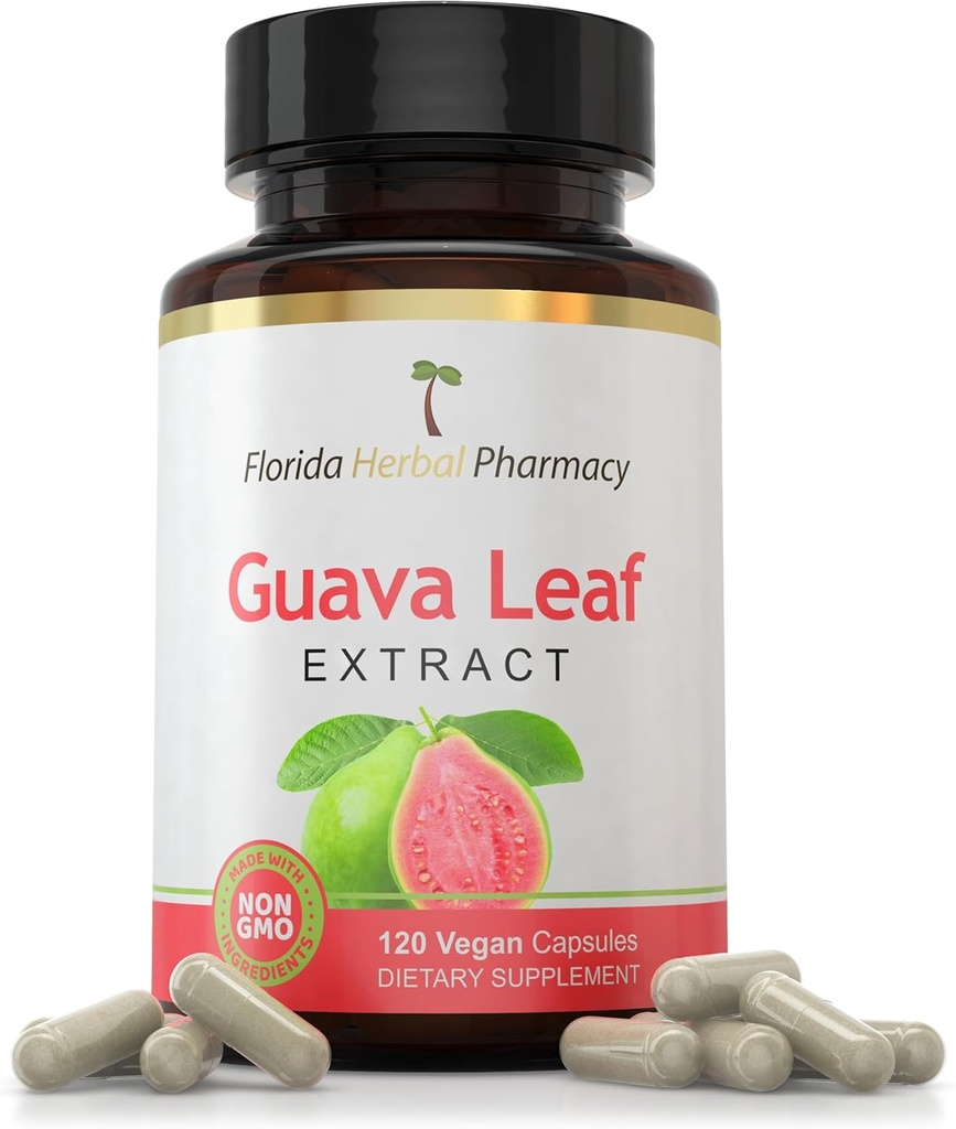 Florida Herbal Eczanesi, Guava Leaf Supplement Capsules 10:1 (120 Capsules) Kapsül başına 500 mg, 1000 mg servis
