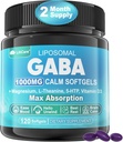 Συμπλήρωμα GABA - 1000 mg Liposomal Form για Βέλτιστη Απορρόφηση, GABA με L-Θεανίνη, Γλυκινικό Μαγνήσιο, 5HTP, Βιταμίνη D3 για Εγκεφαλική Ηρεμία, Mood, Zzz Καλύτερη - Μελατονίνη- Δωρεάν 120 Softgels.