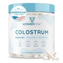 WONDERCOW Colostrum Capsules Supplement for Gut Health, Immune Support, Muscle Recovery & Wellness | Natural IgG Pure Whole Bovine Colostrum Superfood, Unflavored, 30 Servisler