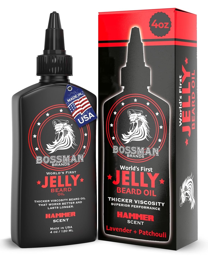 Patronman Jelly Beard Oil for Men (4 oz, Hammer Scent) – Softens, Moisturizes & Conditions with Natural Materialss