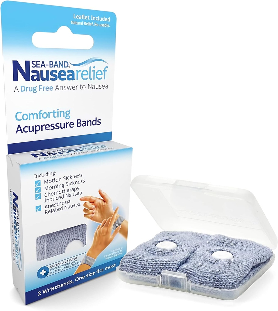 Dramamine Nausea Ginger Chews, 20 Kont ve Sea-Band Anti-Nausea Acubask Hareket ve Sabah Hastalığı için 1 Pair