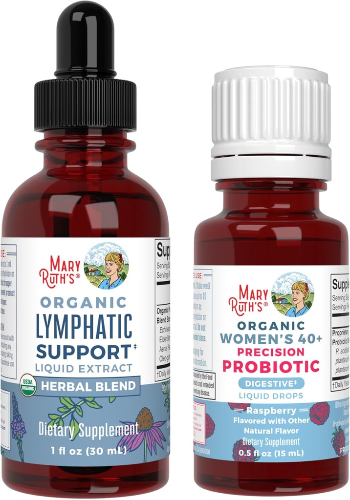 MaryRuth Organics Probiyotik Digestion (Raspberry) for Women 40+ & Lymphatic Cleanse Drops | USDA Organik, Clean Label Project TY® | Gut Health ve Immunity | Vegan, Gluten Free