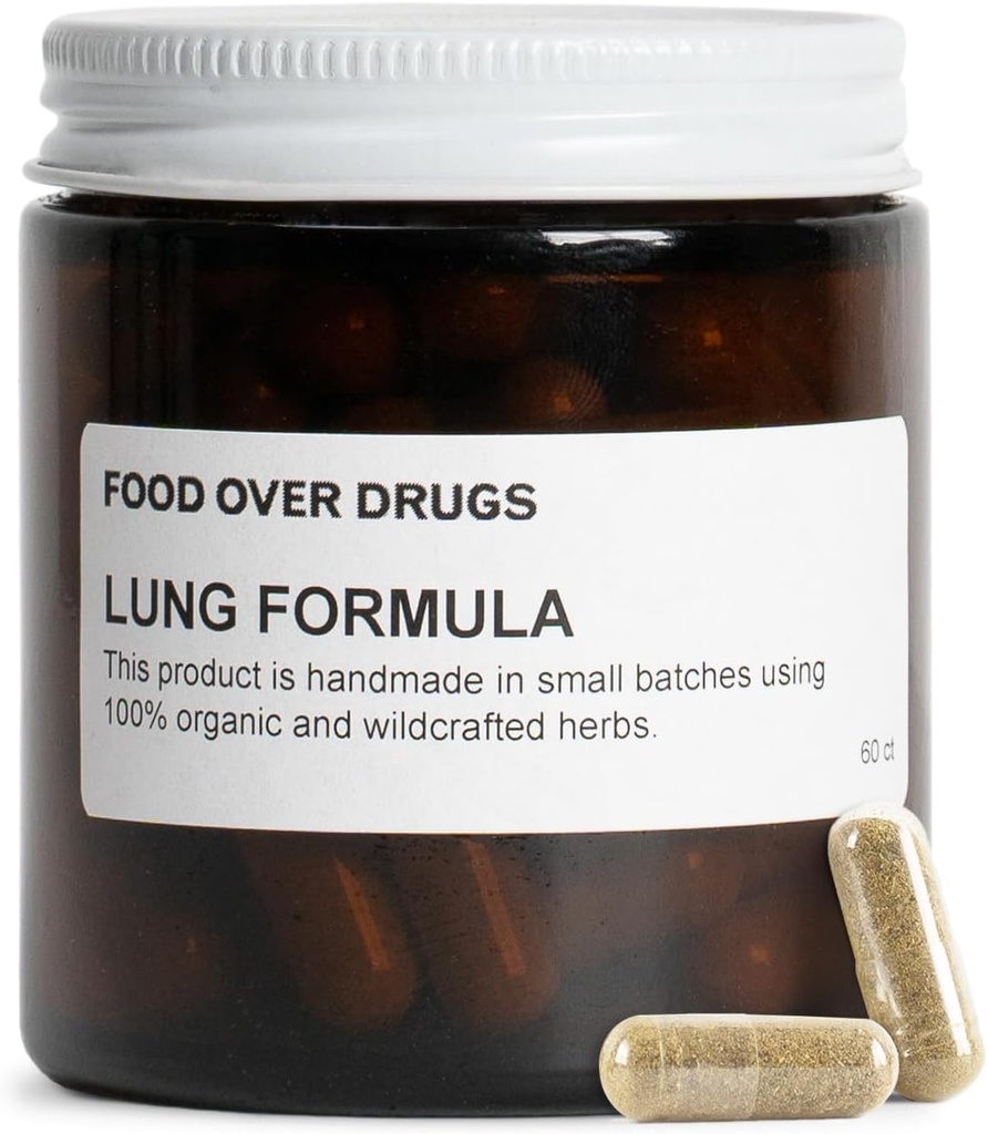 Gıda Over Drugs Lung Formula – Herbal Detox Organik Mullein, Thyme, Licorice & Astragalus – Lung Support için Doğal Supplement, Breathing Clarity & Mucus Balance – Plant-Based Capsules