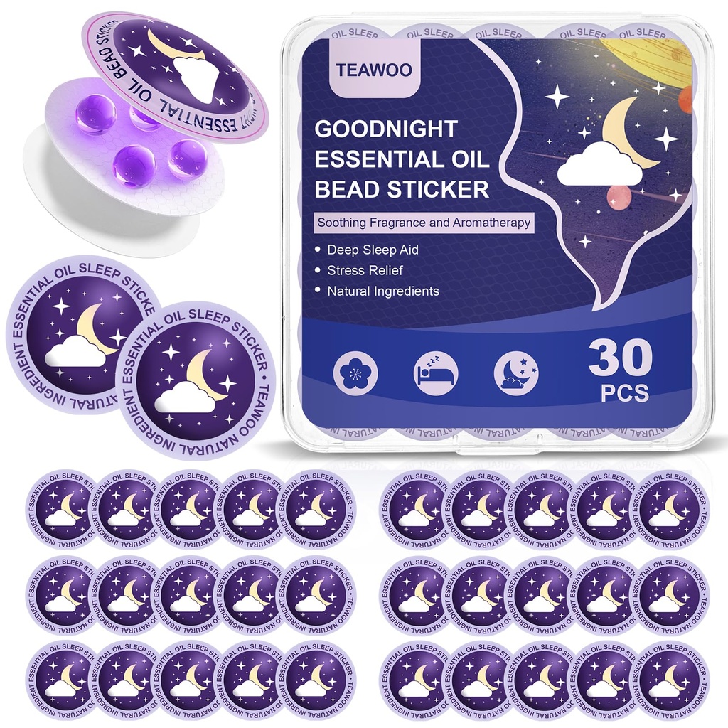 Sleep Patches για ενήλικες και παιδιά, Night Sleep Oil Bead Sleep Aid Patches (30 PCS, Serving Up to 120 Nights), Αναβαθμισμένη φόρμουλα γλυκών ονείρων με 100% φυσικά φυτικά συστατικά
