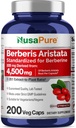 NusaPure Berberine HCI 20:1 Ekstraksiyon, 225 mg 4,500 mg Eşdeğer - 200 Veggie Caps - (Vegetarian, Non-GMO, Vegan)