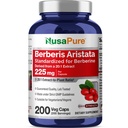 NusaPure Berberine HCI Capsules, 225 mg, 200 Veg Capsules (Non-GMO, Vegan)