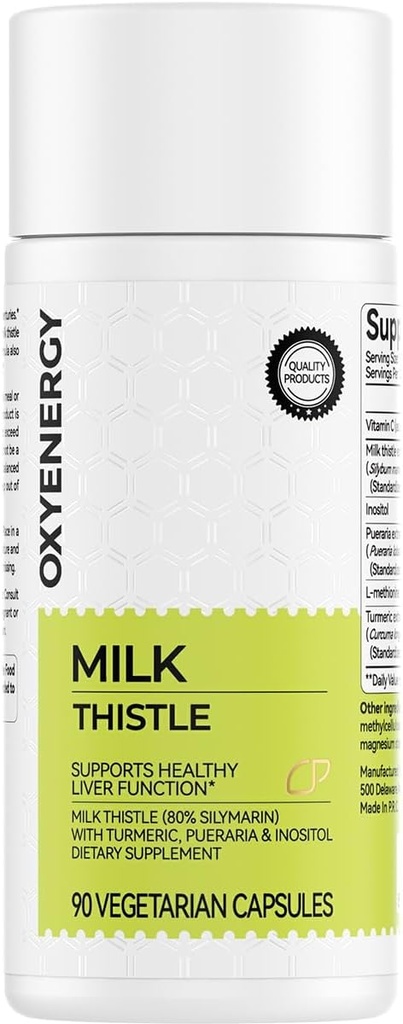 OxyEnergy Silymarin Milk Thistle 300mg εκχύλισμα με βιταμίνη C, Ινοσιτόλη & Pueraria, Liver Detox & Repair Support, Αντιοξειδωτική Υποστήριξη, 90 κάψουλες χορτοφάγων