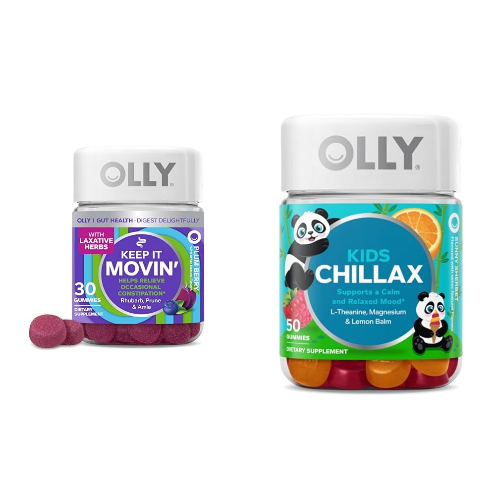 OLLY Constipation Relief Gummies 30ct + Chillax Kids Calm Chews 50ct