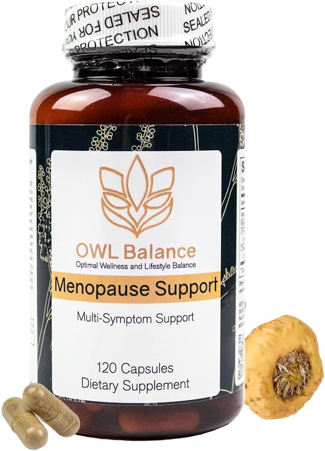 Kadınlar için Menopause Destek - Menopause + Perimenopause Relief for Hot Flashes, Low Energy, Hormon Desteği - 120 Herbal Capsules