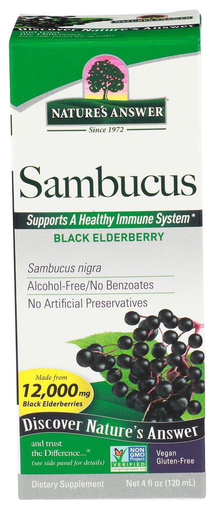 Nature's answer Sambucus Dietary Supplement, Original for Daily Immune and Antioxy Support | Made in the USA | Alkol Özgür, Gluten-Free & Vegan 4oz (Pack 1)