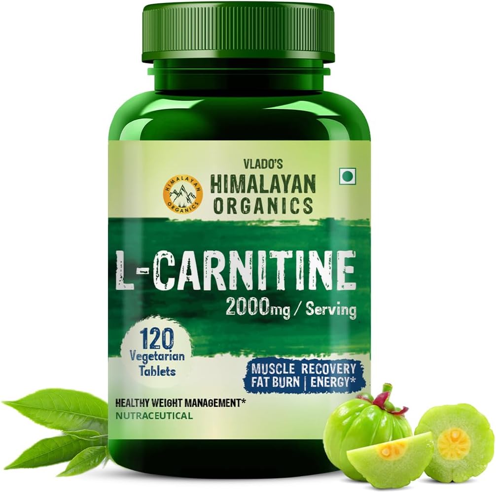 Himalaya Organiks L-Carnitine L-Tartrate with Green Tea Extract 2000 Mg | Sağlıklı Kilo Yönetimi | Destek Kas Kurtarma, Boost Energy, Endurance ve Fat Burn -120 Vegetarian Tabletler