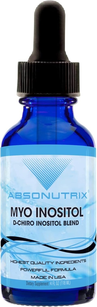 Absonutrix Myo Inositol & D-Chiro Inositol Mix 590 mg, 4 Fl Oz Drops, 200 Potent Servisler, Bioavailability, Quick Abxia, GMP-Cerated, Non-GMO, Cruelty-Free, USA