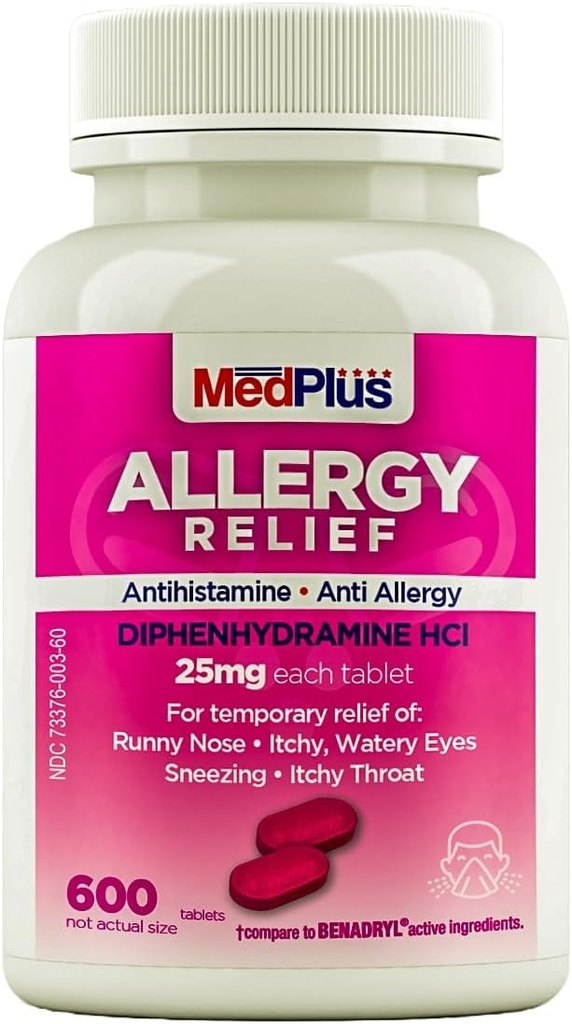 MedPlus Allergy Relief Medicine, 25 mg, 600 δισκία 