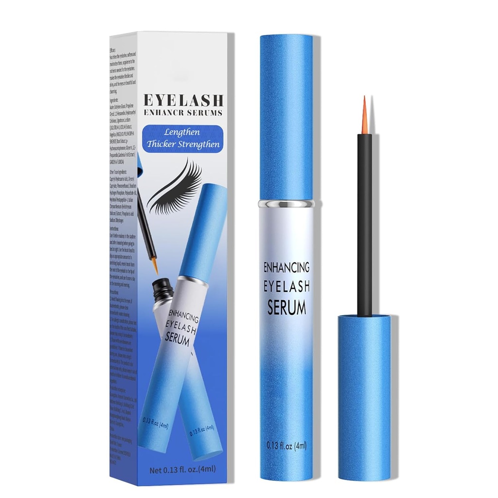 Lash Serum, Hızlı Gözlash Büyüme Serum, Eyelash Büyüme Merdiveni, Güçlü, Sağlıklu Lashes & Brows, Longer, Fuller ve Tier Lashes, Vegan & Cruelty-Free (Light Blue 4ML)