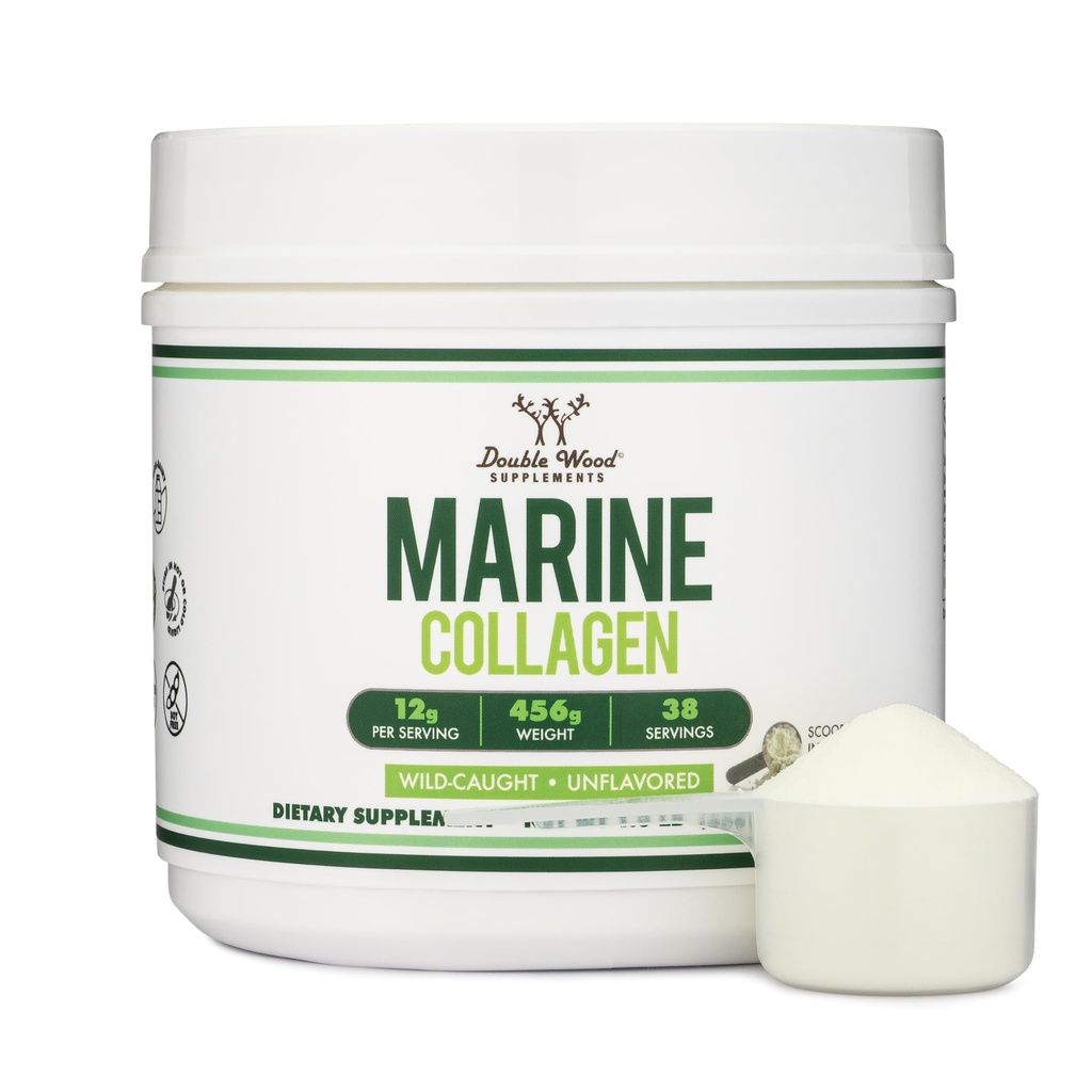 Çift Wood Supplements Marine Collagen Toz (1 LB / 16 OZ of Quick Dissolve Marine Collagen Peptides) Wildcaught, Unflavored, Micronized - Scoop Dahil, No Fillers (38 Her Şeye Katılın)