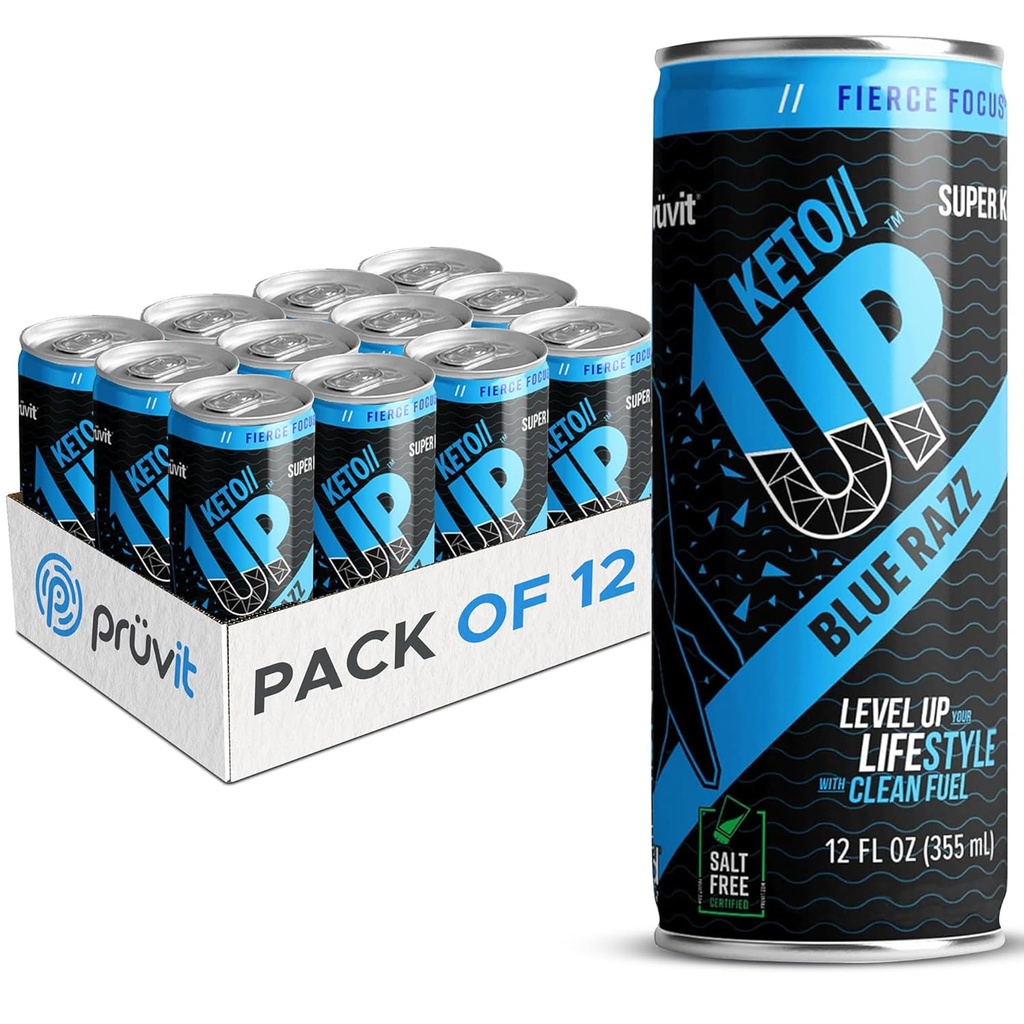 Blue Razz Keto/Up® Drink - Erkekler ve Kadınlar için Focus için Hazır-Drink Ketones - 12 paket
