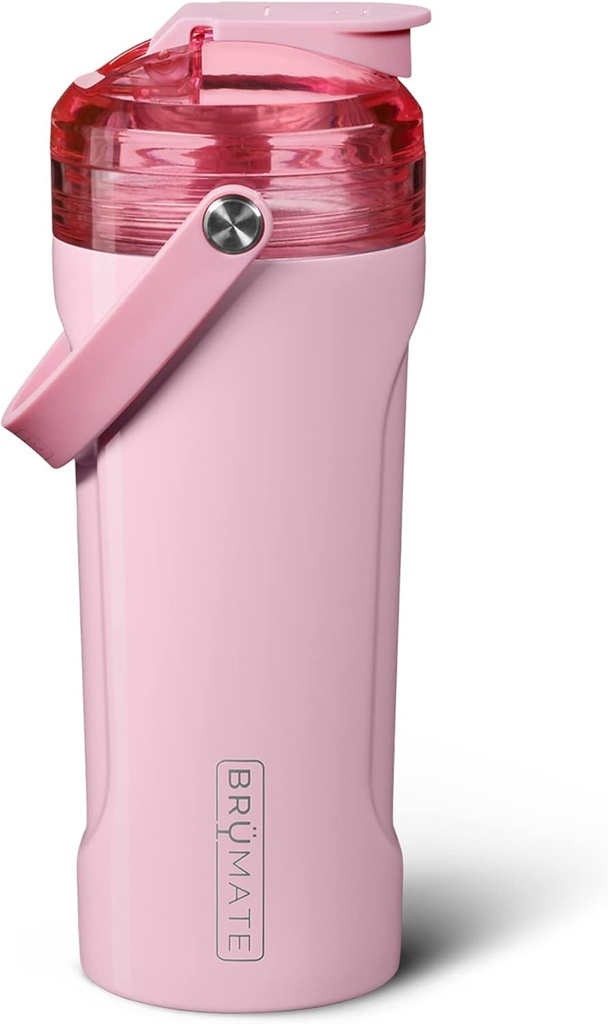 BrüMate MultiShaker Blender Shaker Bottle | 100% Leakproof Insulated Stainless Steel | Pre Workout and Protein Shaker Bottle for the Gym | 26oz (Blush)