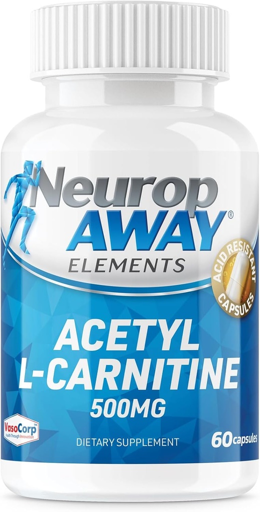 NöropAWAY Elements Acetyl L-Carnitine 500 mg 60ct Capsules (60 500 mg Capsules Per Şişe) Veggie Caps Third Party Tested Made in USA