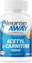 NöropAWAY Elements Acetyl L-Carnitine 500 mg 60ct Capsules (60 500 mg Capsules Per Şişe) Veggie Caps Third Party Tested Made in USA