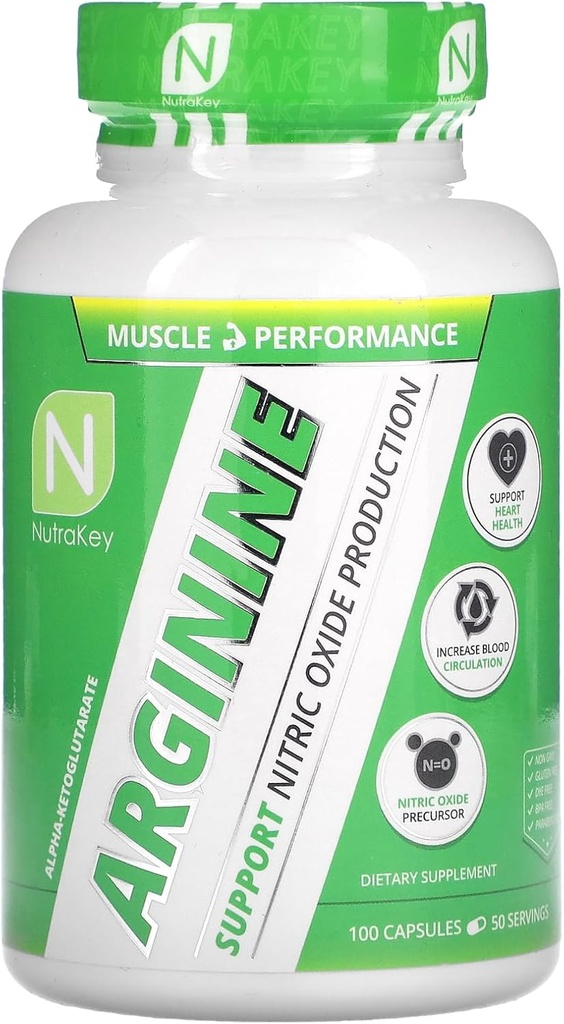 NutraKey Arginine 500 mg, 100 Kont
