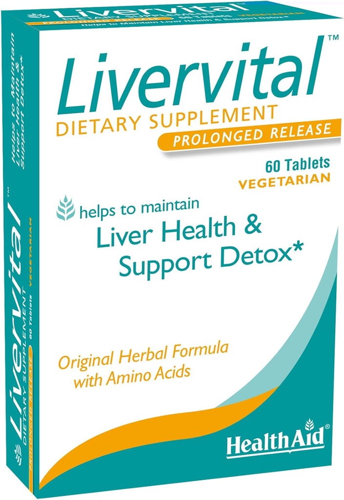 SağlıkAid LiverVital - Süt Butle, Dandelion, Turmeric & Artichoke Plus Methionine, Choline & Inositol | Vegetarian, 60 Tabletler
