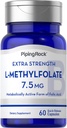 Piping Rock L-Methylfolate 7.5 mg | 60 Capsules | Ekstra Kuvvet Supplement | Active Folic Acid | Non-GMO, Gluten Free Free