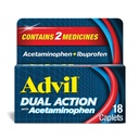 Advil Dual Action Coated Caplets με Acetaminophen, 125mg Ibuprofen και 250mg Acetaminophen Per Caplet για 8 ώρες ανακούφιση του πόνου - 18 κόμης