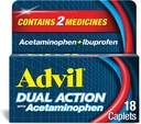 Advil Dual Action Coated Caplets με Acetaminophen, 125mg Ibuprofen και 250mg Acetaminophen Per Caplet για 8 ώρες ανακούφιση του πόνου - 18 κόμης