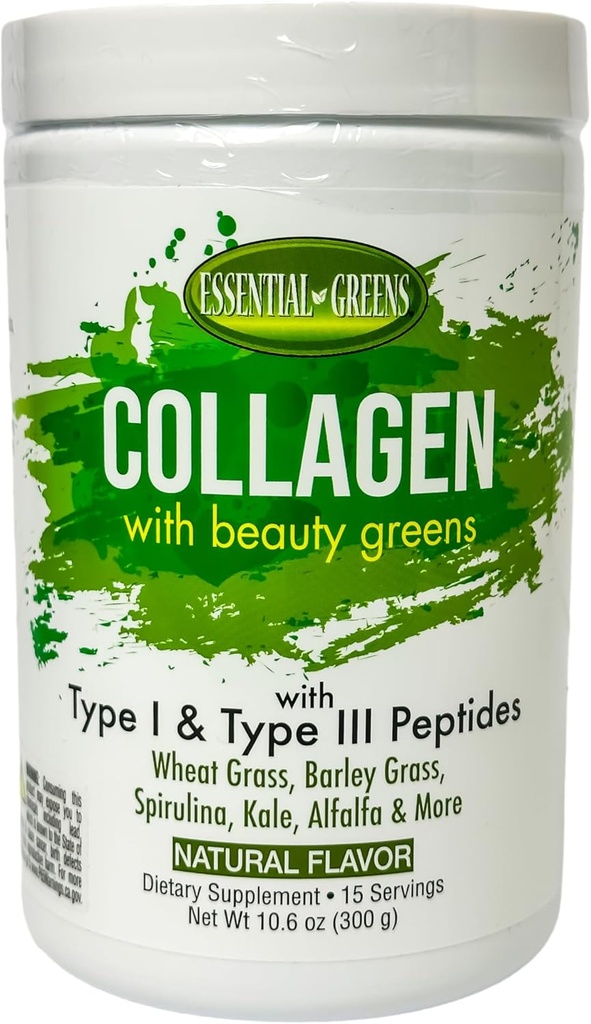 Temel Yeşiller, Organik Güzellik Yeşilleri Tip I & Tip III. ile Collagen. Doğal Flavors. Diyetsel Supplement. Buğday Grass, Barley, Spiraling, Kale, Alfalfa & More. 10.6 oz