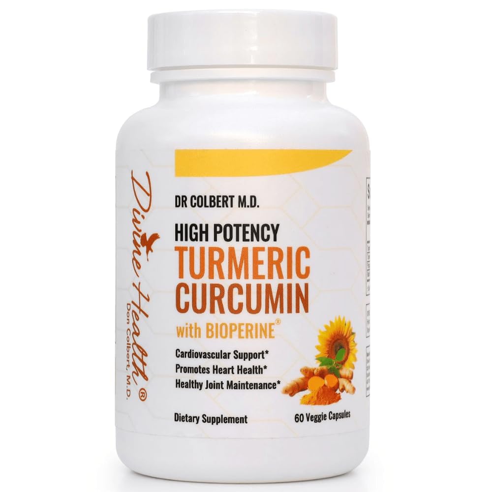 İlahi Sağlık Dr. Colbert, MD Yüksek Potency Turmeric Curcumin ile BioPerine (Black Pepper for Abxia) 500 mg Turmeric Extract% 95 Curcuminoids & 150mg Whole Root Turmeric | 60 Capsules