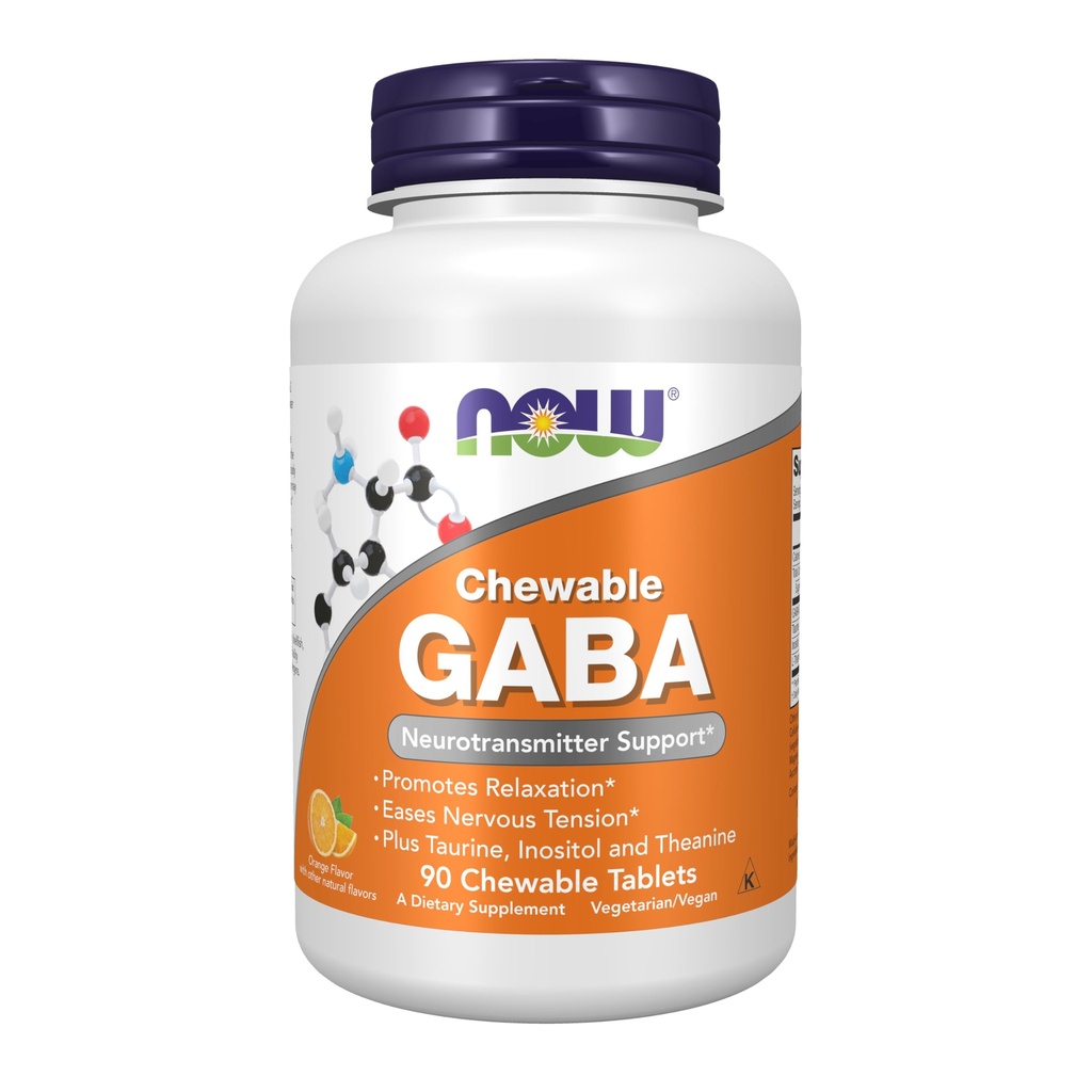Şimdi Gıdalar Tamamlıyor, GABA (Gamma-Aminobutyric Acid), Neurotransmitter Desteği*, Orange Flavor, 90 Chewables