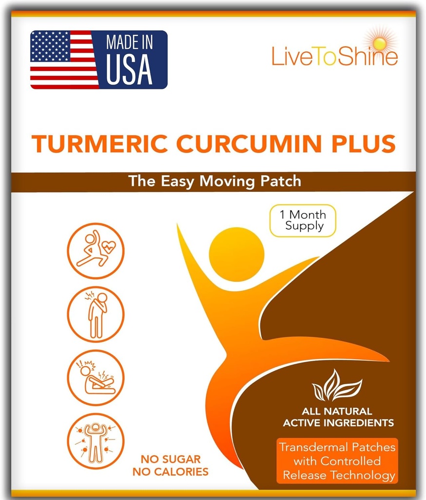 Erkekler ve Kadınlar için Shine Turmeric Curcumin Topical Patches - 30 Gün Supply - ABD Made