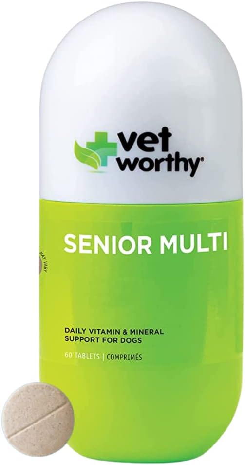 Vet Valuey Senior Multivitamin Chewable for Dogs - Antioksis and Nutritional Support - Daily Support - Essential Vitamins, Minerals, & Enzymes- Liver Flavor Chewable for Köpekler - 60 Tabletler