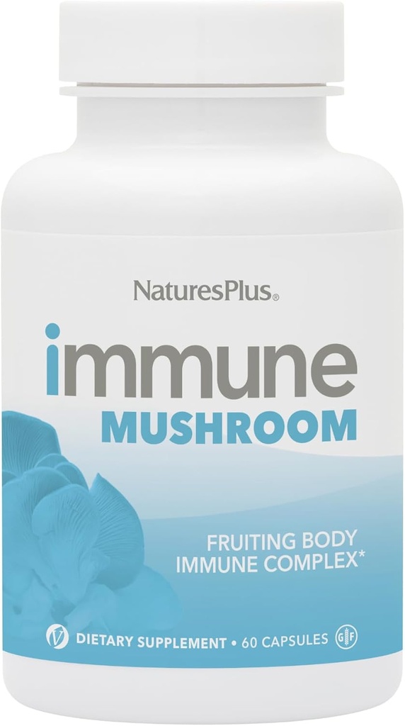 Natures Plus Immune Mushroom - 60 Capsules - Meyve Vücut Immune Kompleksi - Yedi Farklı Mushrooms - Anahtar Mikronutrients - Vegan, Gluten Free - 30 Hizmet