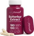 LongLifeNutri Butterbur Extract 100mg - Patasites Hybridus Root Extract, 180 κάψουλες χορτοφάγων, 6μηνη προσφορά, οργανικό συμπλήρωμα για την κεφαλή άνεσης & νευρωνική ηρεμία, GMP Certified, Made in USA