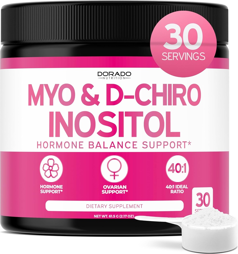 Myo-Inositol & D-Chiro Inositol Supplement Toz (2050mg Per İdeal 40:1 Myo Inositol,30 Day Supply) For Hormon Balance for Women & Ovarian Health - Third Party Tested, Vegan & ABD Made