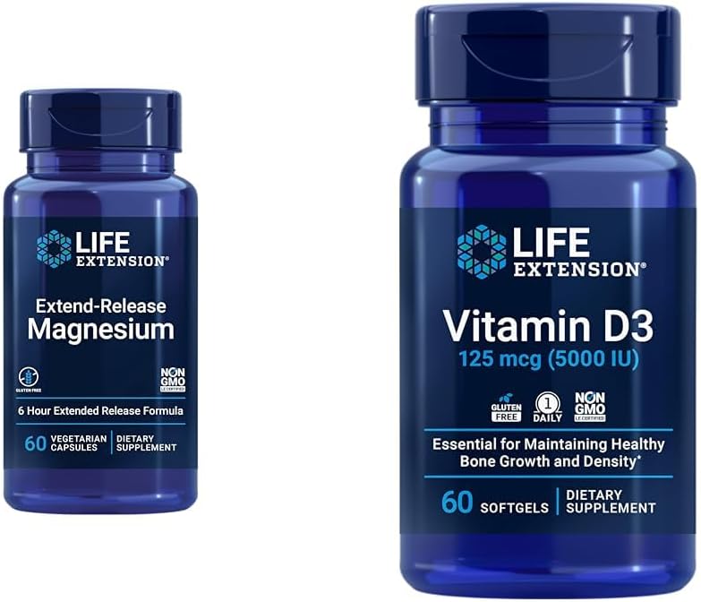 Life Extension Expand-Release Prolonged Health Support & Vitamin D3 5000 IU 125 mcg Bone, Brain & Immune Health - 60 Capsules & 60 Softgels