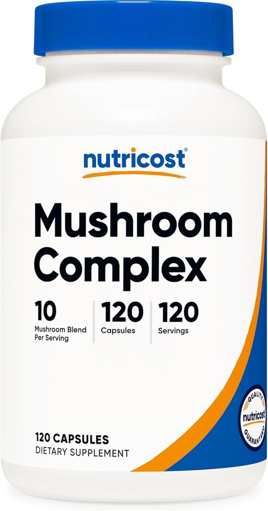 Nutricost Mushroom Kompleksi Tamam, 120 Capsules - 10 Mushroom Mix (Reishi, Maitake, Shiitake, Lion's Mane ve More) - Non-GMO ve Gluten Free
