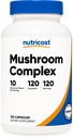 Nutricost Mushroom Complex Supplement, 120 κάψουλες - 10 Mushroom Blend (με Reishi, Maitake, Shiitake, Lion's Mane, και άλλα) - Μη-GMO και Χωρίς γλουτένη