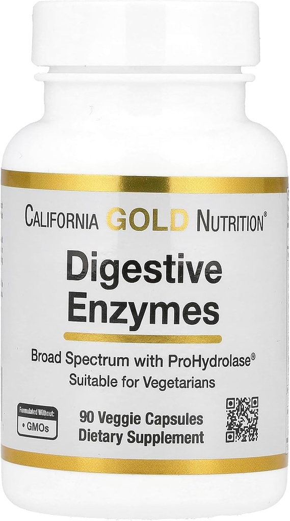 California Gold Nutrition Digestive Enzymes, Broad Spectrum, Κατάλληλο για χορτοφάγους, 90 κάψουλες λαχανικών